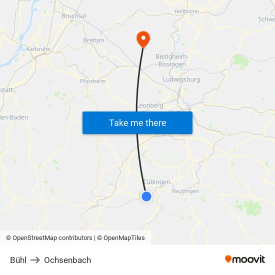 Bühl to Ochsenbach map