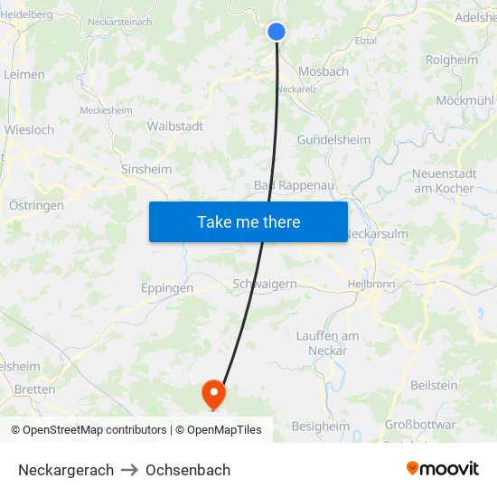 Neckargerach to Ochsenbach map