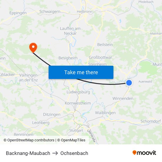 Backnang-Maubach to Ochsenbach map