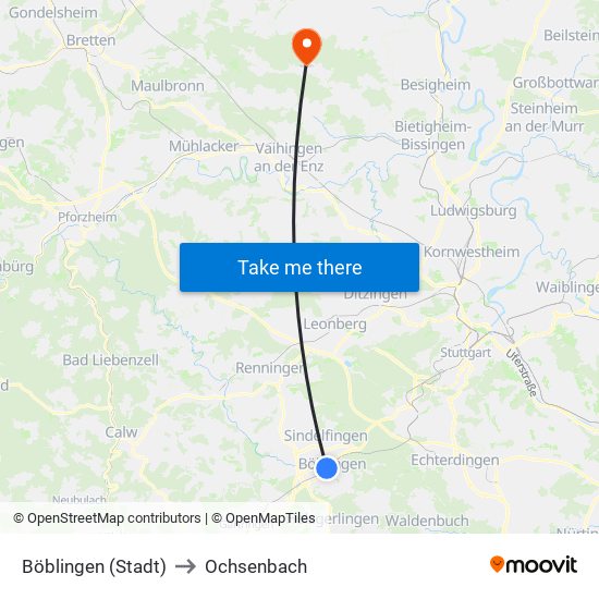 Böblingen (Stadt) to Ochsenbach map