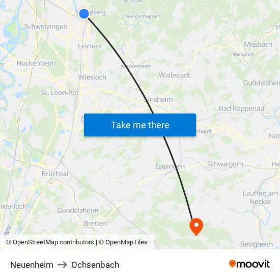 Neuenheim to Ochsenbach map