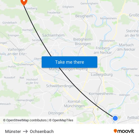 Münster to Ochsenbach map