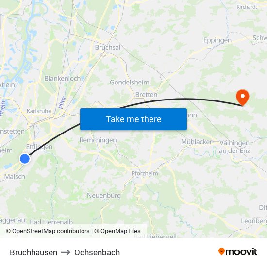 Bruchhausen to Ochsenbach map