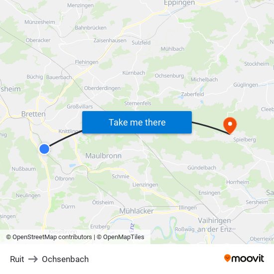 Ruit to Ochsenbach map