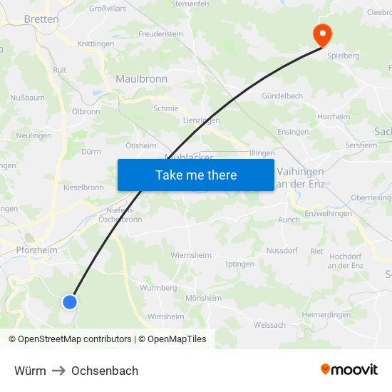 Würm to Ochsenbach map