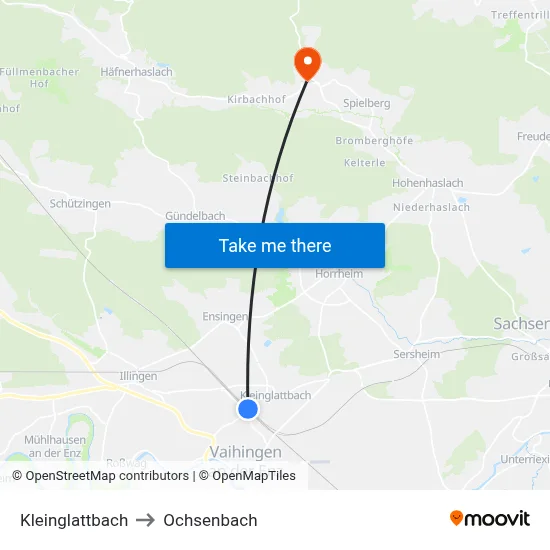 Kleinglattbach to Ochsenbach map