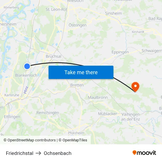 Friedrichstal to Ochsenbach map