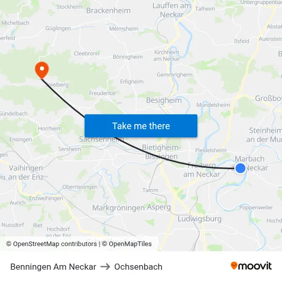 Benningen Am Neckar to Ochsenbach map