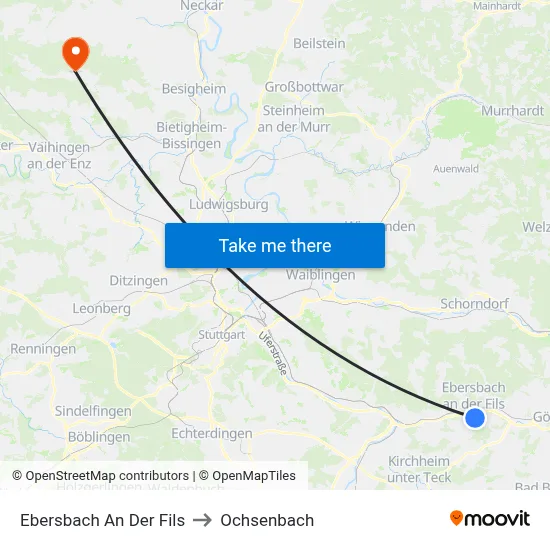 Ebersbach An Der Fils to Ochsenbach map