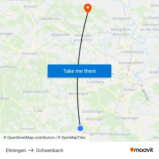 Ehningen to Ochsenbach map