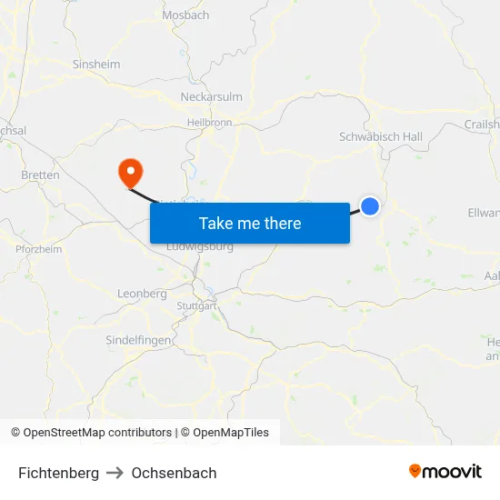 Fichtenberg to Ochsenbach map