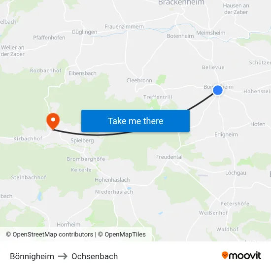 Bönnigheim to Ochsenbach map