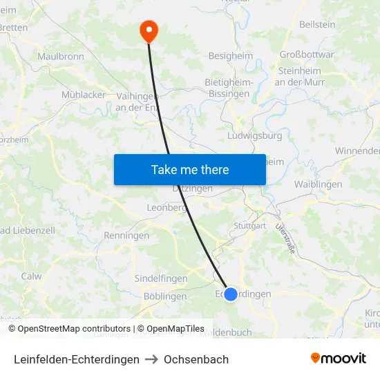 Leinfelden-Echterdingen to Ochsenbach map