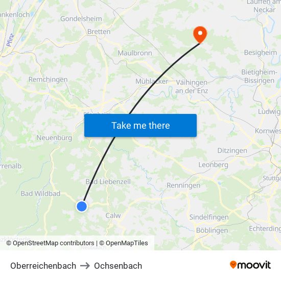 Oberreichenbach to Ochsenbach map