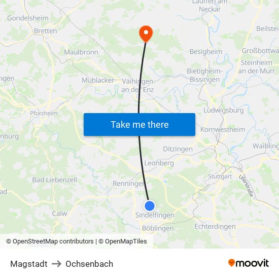 Magstadt to Ochsenbach map