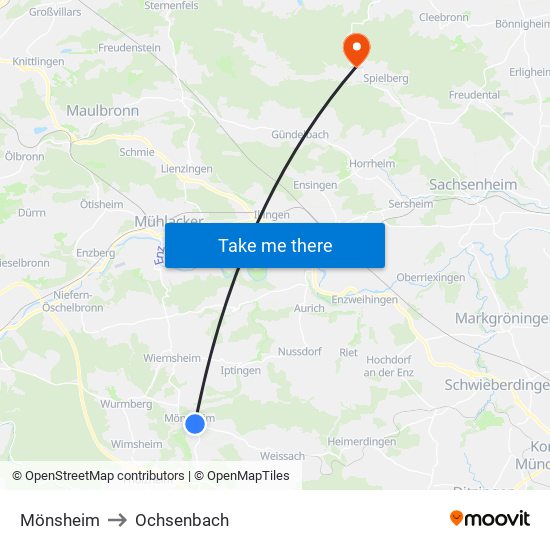 Mönsheim to Ochsenbach map