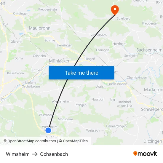 Wimsheim to Ochsenbach map