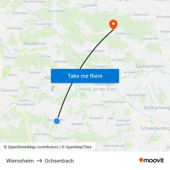 Wiernsheim to Ochsenbach map