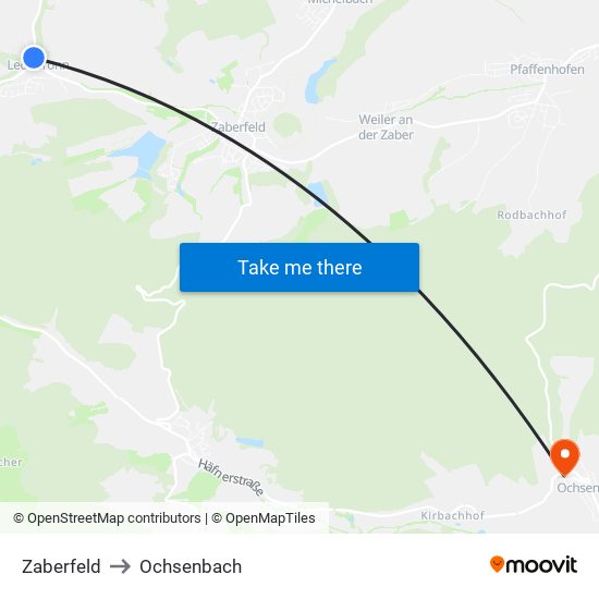 Zaberfeld to Ochsenbach map