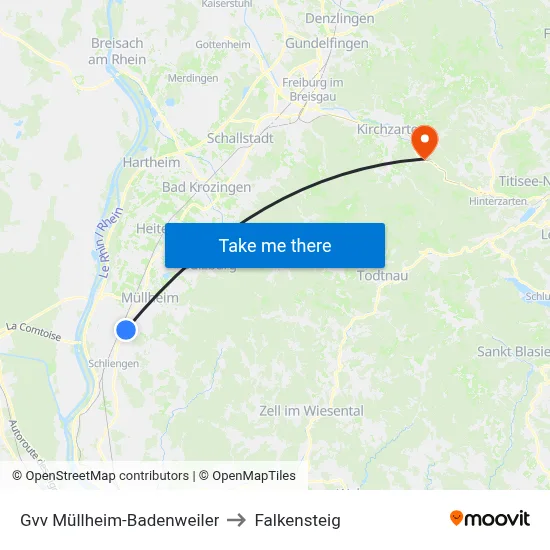 Gvv Müllheim-Badenweiler to Falkensteig map