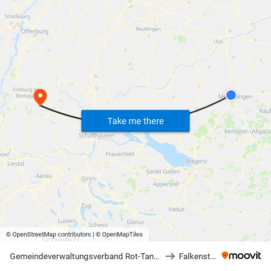 Gemeindeverwaltungsverband Rot-Tannheim to Falkensteig map