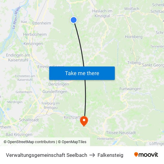 Verwaltungsgemeinschaft Seelbach to Falkensteig map