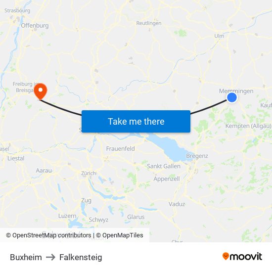 Buxheim to Falkensteig map