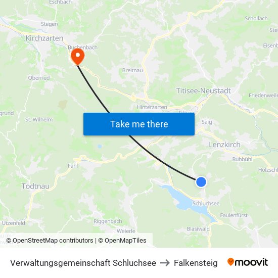 Verwaltungsgemeinschaft Schluchsee to Falkensteig map