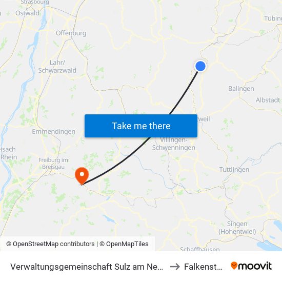 Verwaltungsgemeinschaft Sulz am Neckar to Falkensteig map