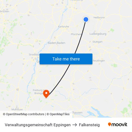 Verwaltungsgemeinschaft Eppingen to Falkensteig map