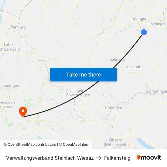 Verwaltungsverband Steinlach-Wiesaz to Falkensteig map