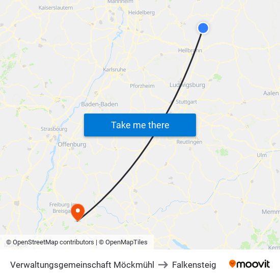 Verwaltungsgemeinschaft Möckmühl to Falkensteig map