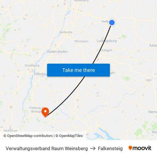 Verwaltungsverband Raum Weinsberg to Falkensteig map