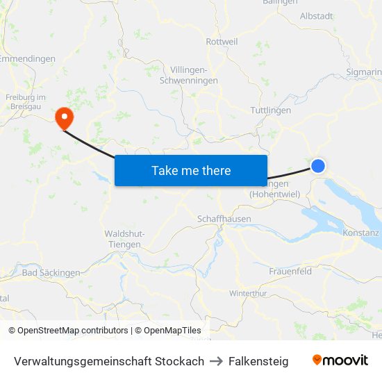 Verwaltungsgemeinschaft Stockach to Falkensteig map