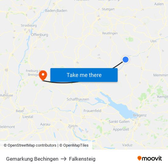 Gemarkung Bechingen to Falkensteig map
