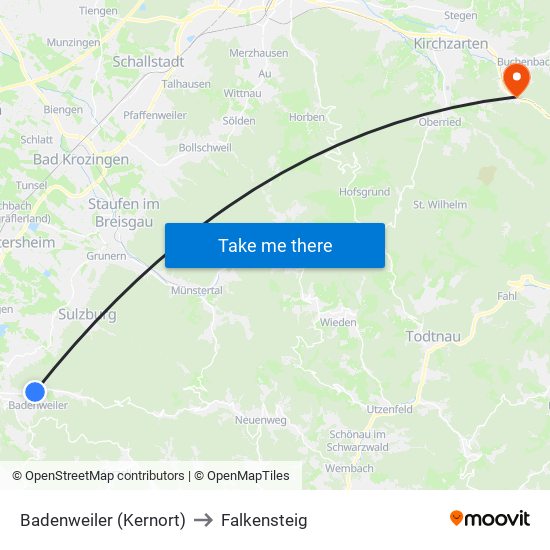 Badenweiler (Kernort) to Falkensteig map