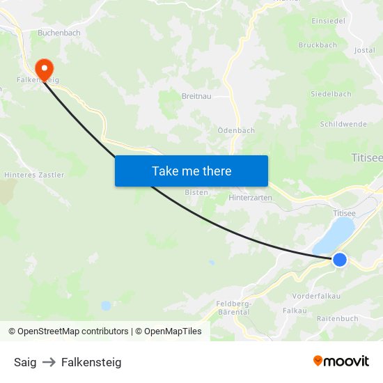 Saig to Falkensteig map