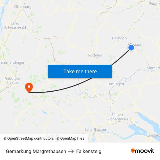 Gemarkung Margrethausen to Falkensteig map