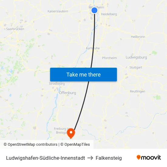 Ludwigshafen-Südliche-Innenstadt to Falkensteig map