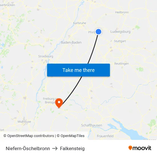 Niefern-Öschelbronn to Falkensteig map