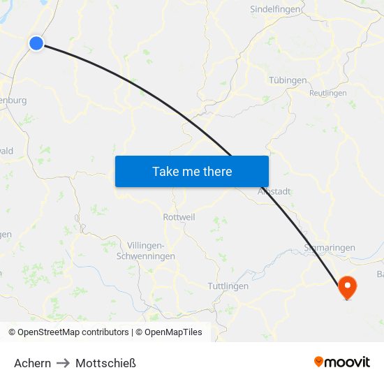 Achern to Mottschieß map