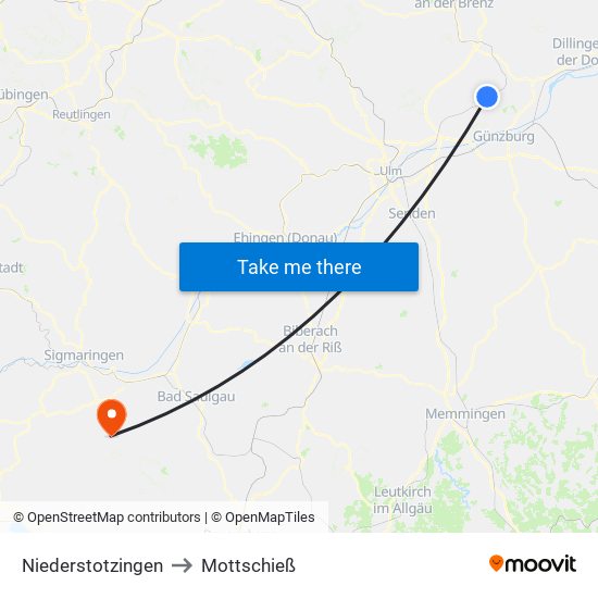 Niederstotzingen to Mottschieß map