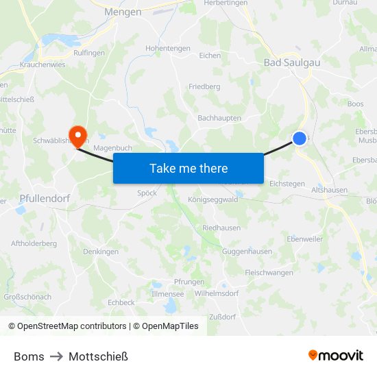 Boms to Mottschieß map