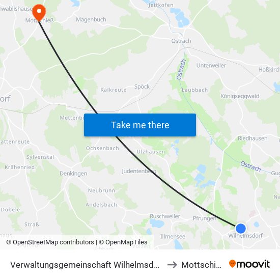 Verwaltungsgemeinschaft Wilhelmsdorf to Mottschieß map