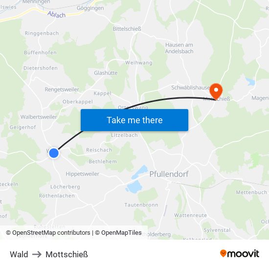 Wald to Mottschieß map