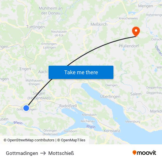 Gottmadingen to Mottschieß map