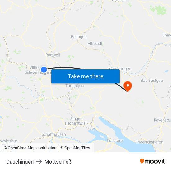 Dauchingen to Mottschieß map