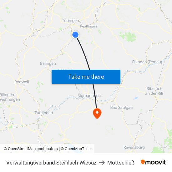 Verwaltungsverband Steinlach-Wiesaz to Mottschieß map