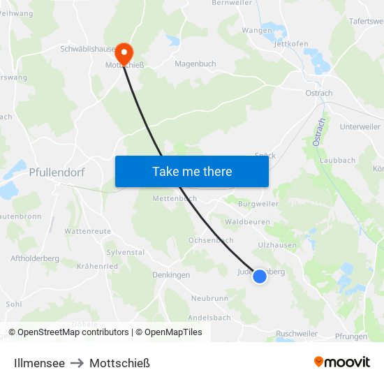 Illmensee to Mottschieß map