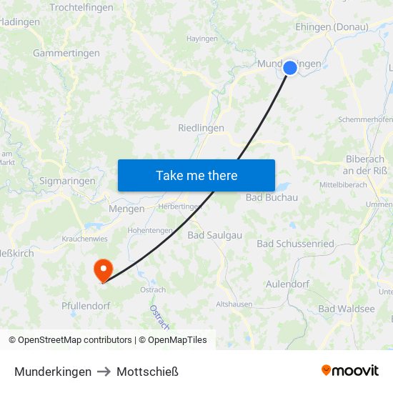 Munderkingen to Mottschieß map